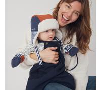 Chapka Tricolore Coton High Five Bleu Marine Marron et Rayures Bleues (9-24 mois)