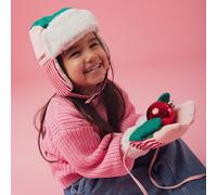 Chapka Tricolore Coton Let's Dance Vert Rose et Rayures Rouges (3-6 ans)