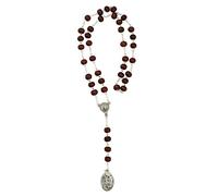 Chaplet Saint Michel et ange gardien | Perles en bois avec médailles argentées | Cadeau catholique pour première communion et confirmation | Fabriqué en Italie, Bois, Pas de gemme