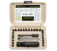 Chapman MFG 7331 Lot de tournevis standard multi-usages - Comprend des embouts cruciformes, hexagonaux SAE Allen et à tête fendue/plate, l'ensemble complet offre 24 embouts d'insertion fabriqués aux États-Unis + un mini outil à main à cliquet (étui brun désert)