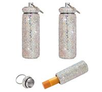 Chapstick - Lot de 2 porte-clés pour baume à lèvres brillant à lèvres - Étui portable en métal pour sac à main - Accessoires mignons pour femme (argenté), À partir de