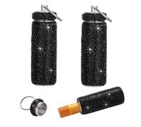 Chapstick - Lot de 2 porte-clés pour baume à lèvres brillant à lèvres - Étui portable en métal pour sac à main - Accessoires mignons pour femme (argenté), noir
