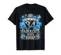 Chapter 34 Fabulous Since 1992 34th Birthday Women Blue Rose T-Shirt