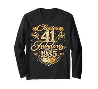 Chapter 41 Fabulous Since 1985 Floral 41st Birthday Women Manche Longue