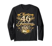 Chapter 46 Fabulous Since 1980 Floral 46th Birthday Women Manche Longue