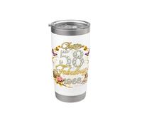 Chapter 58 Fabulous Since 1968 Floral 58th Birthday Women Gobelet isotherme en acier inoxydable double paroi