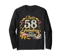 Chapter 58 Fabulous Since 1968 Floral 58th Birthday Women Manche Longue