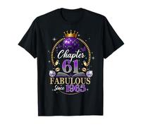 Chapter 61 Since 1965 Purple Disco Ball 61st Birthday Women T-Shirt