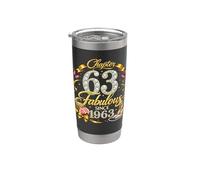 Chapter 63 Fabulous Since 1963 Floral 63rd Birthday Women Gobelet isotherme en acier inoxydable double paroi