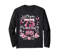 Chapter 75 Fabulous Since 1951 Floral 75th Birthday Women Manche Longue