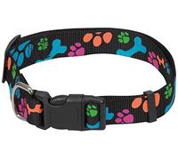 CHAPUIS SELLERIE Collier pour Chien Reglable Nylon Pattes Noir 25 mm 46 - 66 cm , Taille XL