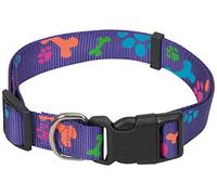 CHAPUIS SELLERIE Collier pour Chien Reglable Nylon Pattes Violet 25 mm 46 - 66 cm , Taille XL