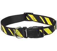 CHAPUIS SELLERIE Collier pour Chien Réglable Nylon Rayure Noire/Jaune 25 mm 38-65 cm, Taille L