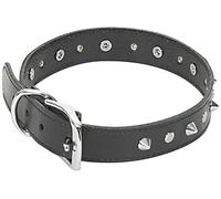 CHAPUIS SELLERIE Collier pour Chien Simili Cuir avec Clous Noir Largeur 25 mm, Longueur 55 cm, Taille L