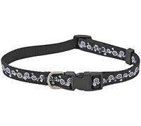 CHAPUIS SELLERIE Collier Réglable Sangle en Nylon pour Chien Motif Fleurs Noir Largeur 15 mm Longueur 30-45 cm Taille S