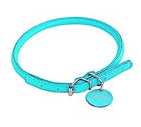 CHAPUIS SELLERIE Glamour Collier Réglable Rond en Cuir pour Chien Bleu Diamètre 10 mm Longueur 33-41 cm Taille M