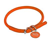 CHAPUIS SELLERIE Glamour Collier Réglable Rond en Cuir pour Chien/Chat Orange Diamètre 6 mm Longueur 17-20 cm Taille XS