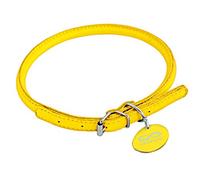 CHAPUIS SELLERIE Glamour Collier Réglable Rond en Cuir pour Chien Jaune Diamètre 8 mm Longueur 25-33 cm Taille S