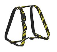 CHAPUIS SELLERIE Harnais pour Chien Réglable Nylon Rayure Noire/Jaune 25 mm 70-90 cm, Taille L