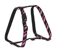 CHAPUIS SELLERIE Harnais pour Chien Réglable Nylon Rayure Noire/Rose 25 mm 70-90 cm, Taille L
