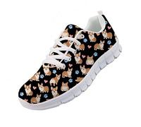 chaqlin Animal Corgi Sneakers Femmes Hommes Casual Marche Sport Chaussures de Course Léger Doux Tennis Baskets de Tennis pour Garçons Filles Taille 44 EU