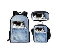 Chaqlin Animal Pet Cartable Set pour Enfants garçons 3 pièce Sac d'école avec étui à Crayons Thermique Lunch Box