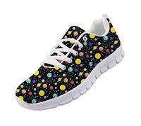 chaqlin Baskets Femmes Baskets Léger Marche Chaussures de Course Décontracté Maille Respirant Dessin Animé Galaxy Planète Baskets Taille 39