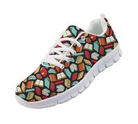 chaqlin Cartoon School Book Print Baskets Garçons Filles Casual Sport Chaussures de Course Léger Lace up Trainers Femmes Hommes Taille 39 EU