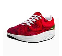 Chaqlin Chaussures à plateforme pour femme - Rouge - Fleur - Rouge, 41 EU