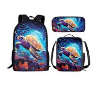 chaqlin Children School Bags Set 3PCS Backpack with Lunch Bag Pencil Bag Animal Dinosaur Wolf Football Printed Boy Girls Bookbags