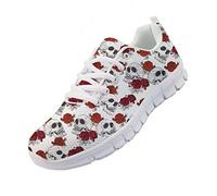 chaqlin Élégant Crâne Floral Baskets Femmes Hommes Casual Marche Sport Chaussures De Course Léger Doux Tennis Baseball Formateurs pour Garçons Filles Taille 36 EU
