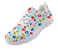 chaqlin Femmes Mode Chaussures De Course Mignon Modèle Médical Infirmière Baskets pour Dames Filles Casual Sport Gym Trainers Taille EU38