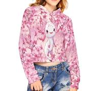 chaqlin Haut court à manches longues Hoddie pour filles - Pull à capuche mignon pour enfants de 5 à 14 ans, 11-12 ans