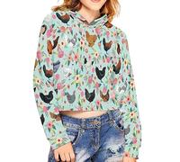 chaqlin Haut court à manches longues Hoddie pour filles - Pull à capuche mignon pour enfants de 5 à 14 ans, 11-12 ans