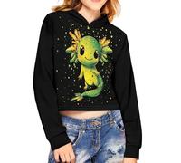 chaqlin Haut court à manches longues Hoddie pour filles - Pull à capuche mignon pour enfants de 5 à 14 ans, 11-12 ans