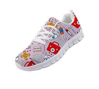 chaqlin infirmière Baskets Femmes Hommes Sport Casual Lace up Running Chaussures de Sport Plates entraîneur Sportif pour garçon Filles école Gym Marche Mocassins Taille 40 EU