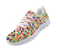 chaqlin Mode À Lacets Sneaker Femmes Running Sport Chaussures 3D Classique Coloré Impression Appartements Baskets pour Adolescent Filles Athlétique Marche Taille 38
