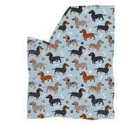 Chaqlin Plaid en Polaire avec Motif Mignon de Teckel en Polaire - Plaid Doux et Confortable en Sherpa en Peluche - Plaid Cartoon pour Lit, Canapé, Couverture Chaude et Moelleuse pour Chien Saucisse