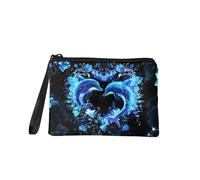 chaqlin Porte-monnaie pour femme - Petit portefeuille avec sangle et fermeture éclair, Neon Dolphin, Taille unique, Pochette à monnaie