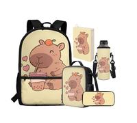 chaqlin Rusksack Lot de 5 sacs à dos isothermes pour enfants et adolescents avec jolie trousse à crayons pour la rentrée scolaire, Capybara, Ensemble cartable