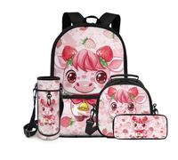 chaqlin Rusksack Sac à dos d'école 4 pièces pour garçons Sac à déjeuner glacière Grande capacité Trousse à crayons pour la rentrée scolaire Sac de transport de bouteille d'eau pour voyage, randonnée