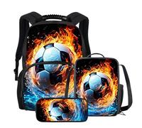 chaqlin Sac à dos de voyage 3D pour homme Imprimé animal, Impression Art Fire Soccer, Taille unique