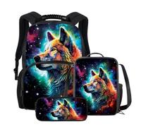 chaqlin Sac à dos de voyage 3D pour homme Imprimé animal, Loup de nuit galaxie, Taille unique
