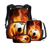 CHAQLIN Sac à dos de voyage 3D pour homme Imprimé animal, Thème Fire Football, Taille unique