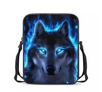 chaqlin Sacs à bandoulière pour garçons et filles, mini sacs à main pour enfants, Loup bleu fluo, Taille unique, Sac bandoulière