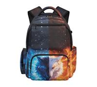 chaqlin Sacs d'école pour filles - Sac à dos pour la rentrée scolaire - Joli sac à dos pour l'école primaire, Flame Wolf, L, Preppy