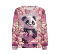 chaqlin Sweat à capuche à manches longues pour garçons et filles de 6 à 16 ans, Kawai Panda Rose, 6-7 ans