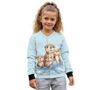 chaqlin T-shirt de baseball décontracté à manches longues pour filles de 5 à 12 ans, Famille de loutres, 5-6 ans