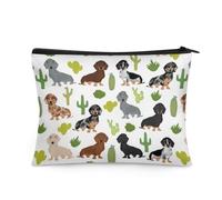 chaqlin Trousse de toilette de voyage pour femme, trousse de maquillage, porte-monnaie portable, Cactus Teckel, Taille unique, Pochette à monnaie