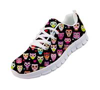 chaqlin Womens Plate-Forme de Marche Chaussures Dames Fitness Orthopédie Baskets compensées avec 3D Mignon Owl Pattern Formateurs pour Adolescent Taille Adulte 36